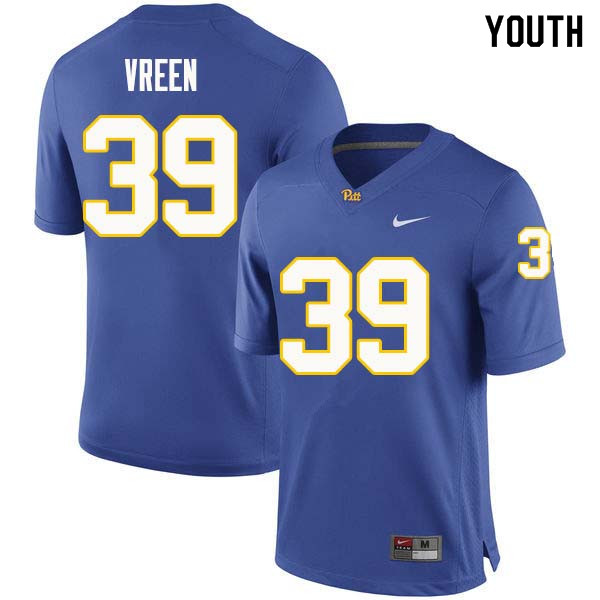 Youth #39 Kyle Vreen Pittsburgh Panthers College Football Jerseys Sale-Royal